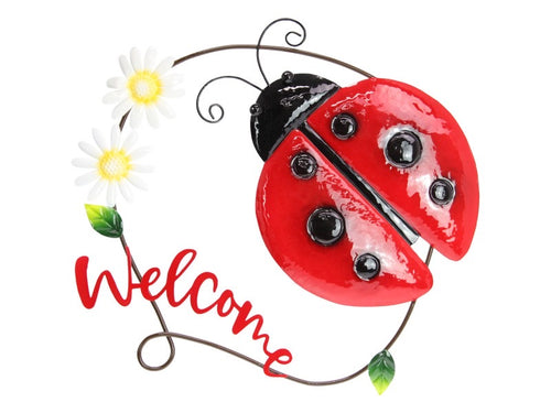 Ladybug Welcome Metal Wall Art 39cm