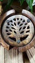 HANDCRAFTED MANGO WOOD CARVED 4-PC COASTER SET IN HOLDER