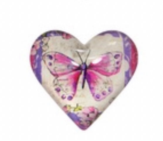 Butterfly Glass Heart Magnet 4cm