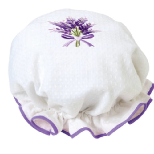 Shower Cap Lavender Embroidered