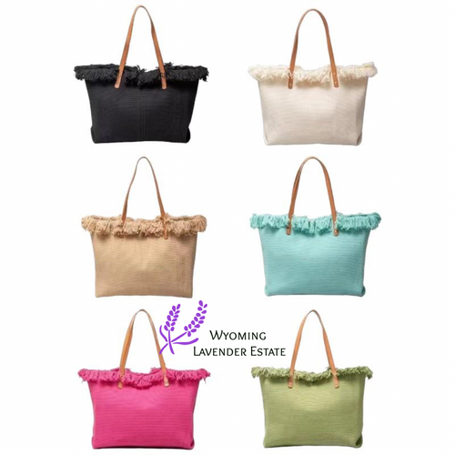 Canvas Fashion Bag Faux Leather Handles