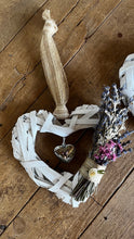 ‘My Valentine’ Wicker Hanging Heart White Lavender Posy 15cm