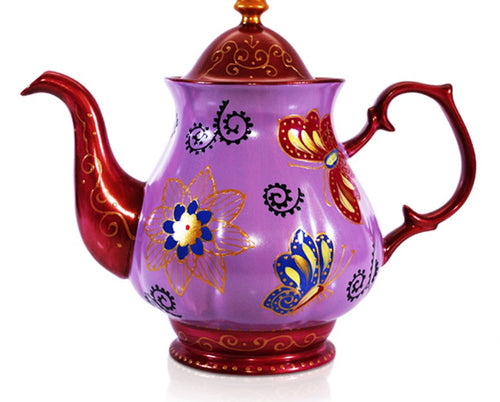 Hand Painted Butterfly Teapot