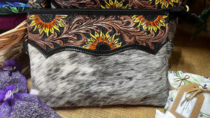 Cowhide Sunflower Handbag