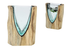 Glass Vase with Natural Timber Base