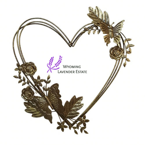 Heart with Butterfly Gold Metal Wall Art 48cm