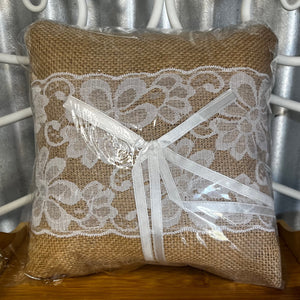 Lace Jute Ring Bearer Pillow Rustic Wedding