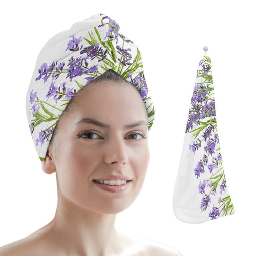 Hair Drying Towel Lavender Flower Print